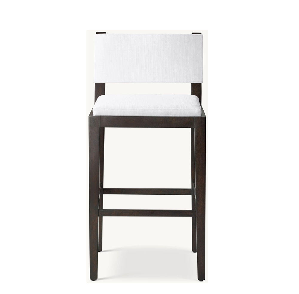 Nordic Metal Frame Wooden Seat Counter Stool for Dining Bar