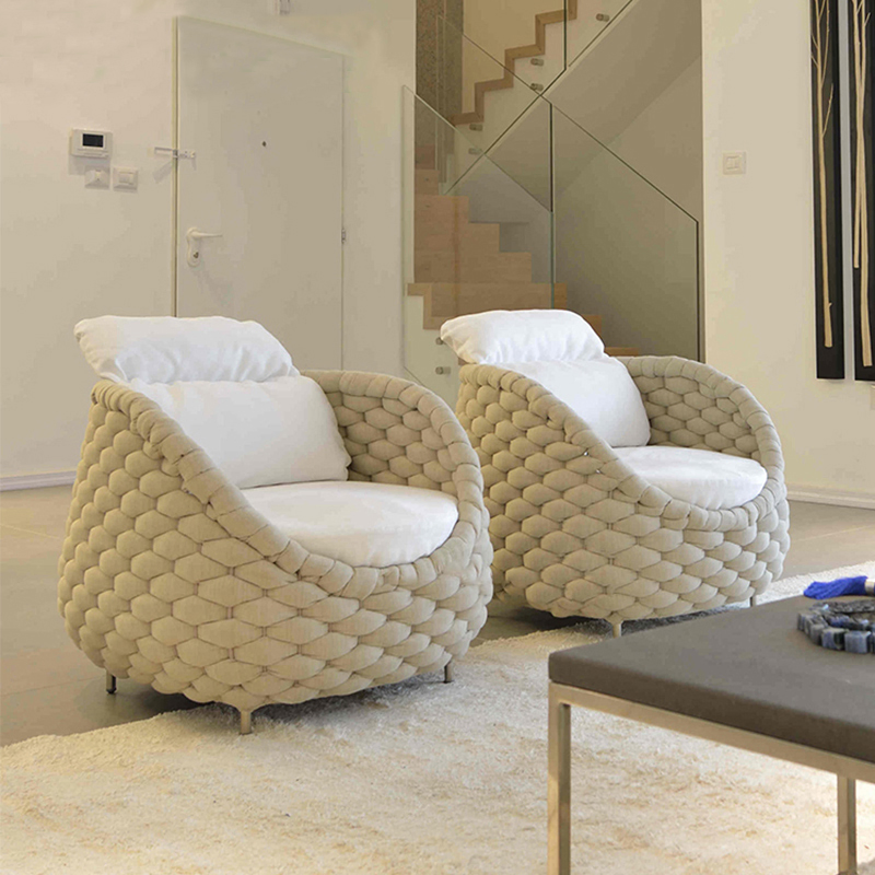 Outdoor Sofa Set Aluminum Frame Patio Couch with Sun Umbrella Woven Rope Garden Furniture