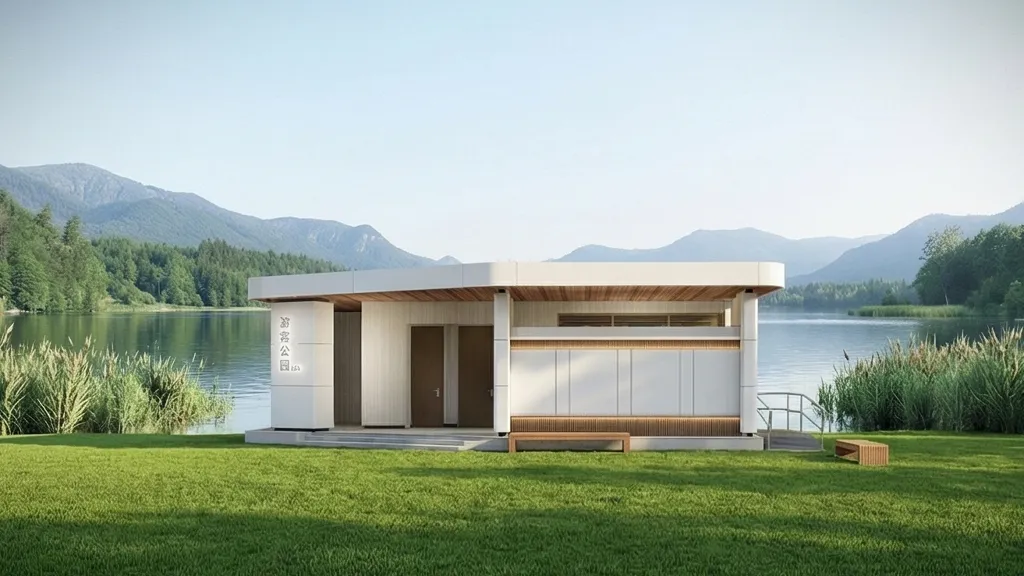 منزل صغير أخضر Modular باستخدام تقنية حاويات الصلب المتنقلة، قابل للطي ومسبق الصنع، مصمم للاستخدام الفعال كمرحاض عام