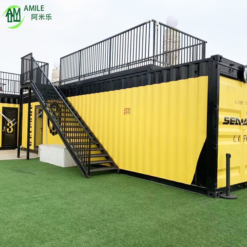20FT وحدة بناء مكاتب منزلية من حاويات الشحن مع منطقة معيشة مشتركة