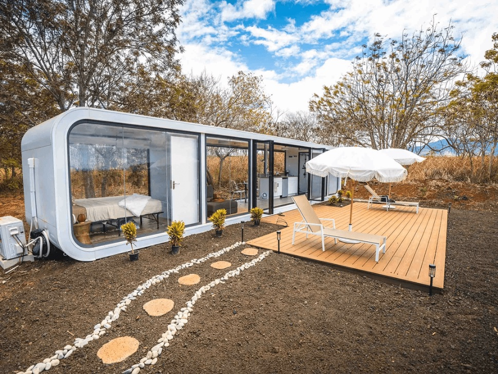 Casa Contenedor Prefabricada Pod de Lujo Móvil Personalizada Moderna Casa Móvil de Manzana