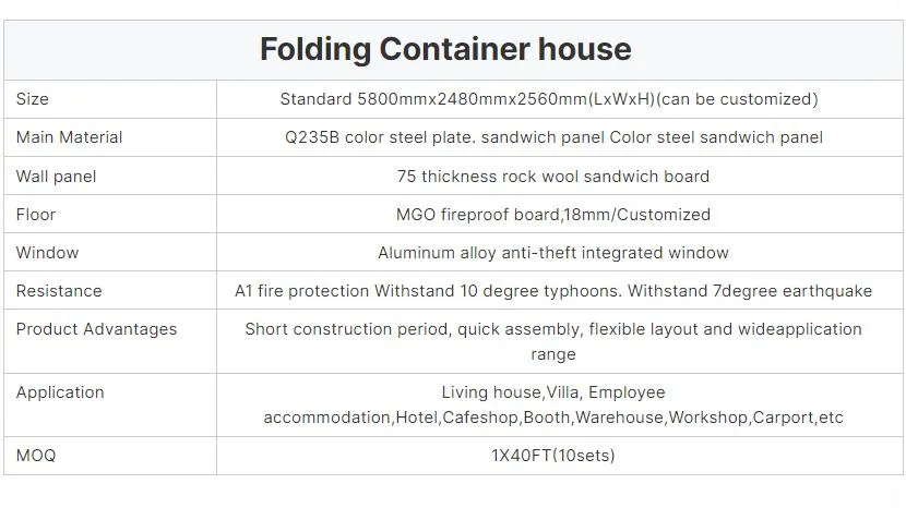 Casa Contenedor Plegable de Lujo Modelo de Villa Pequeña Fabricada a Medida Verde 40FT