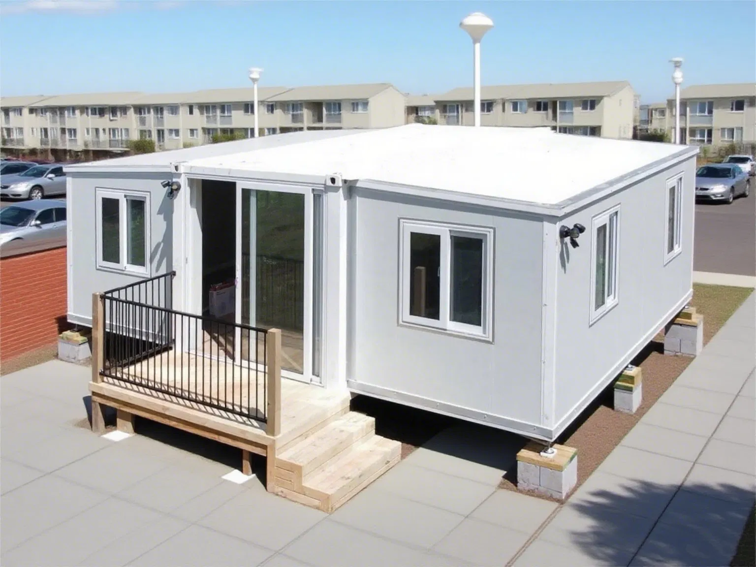 20FT Casa Contenedor Pequeña Expandible Prefabricada con Paneles Solares Eco-Amigable de Lujo