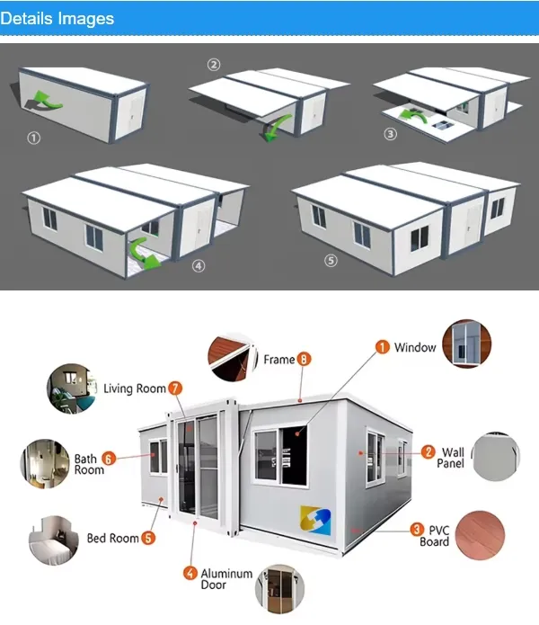 Diferentes casas contenedor modernas de lujo prefabricadas asequibles de tamaño personalizado y expandibles