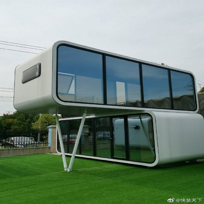 Casa contenedor modular de lujo de alta gama, casa contenedor plegable de doble ala, habitación móvil
