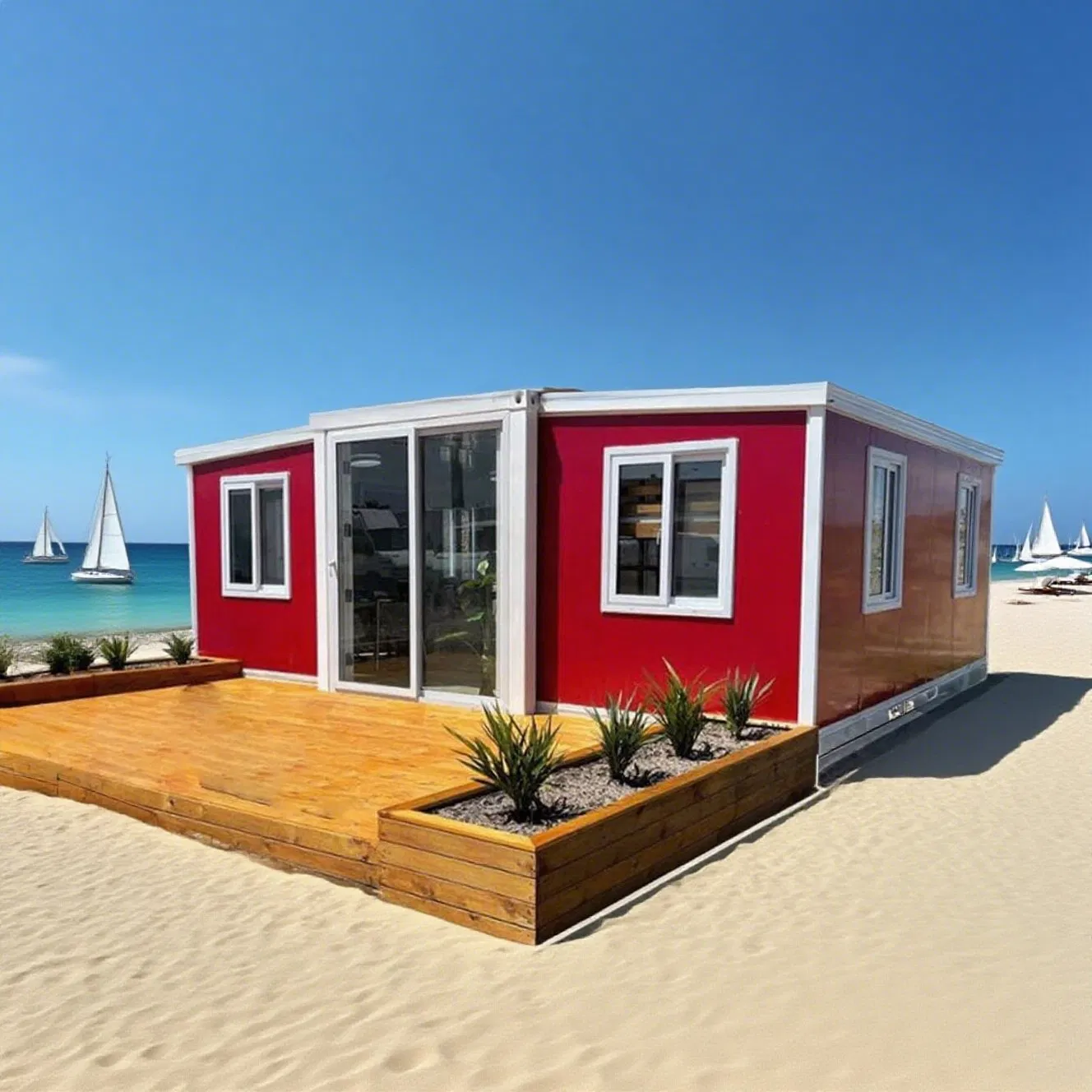20FT Casa Contenedor Pequeña Expandible Prefabricada con Paneles Solares Eco-Amigable de Lujo
