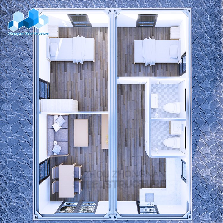Casa Contenedor Prefabricada Moderna de Lujo Personalizada y de Bajo Precio 70sq 2 Dormitorio 1 Sala de Estar Cocina