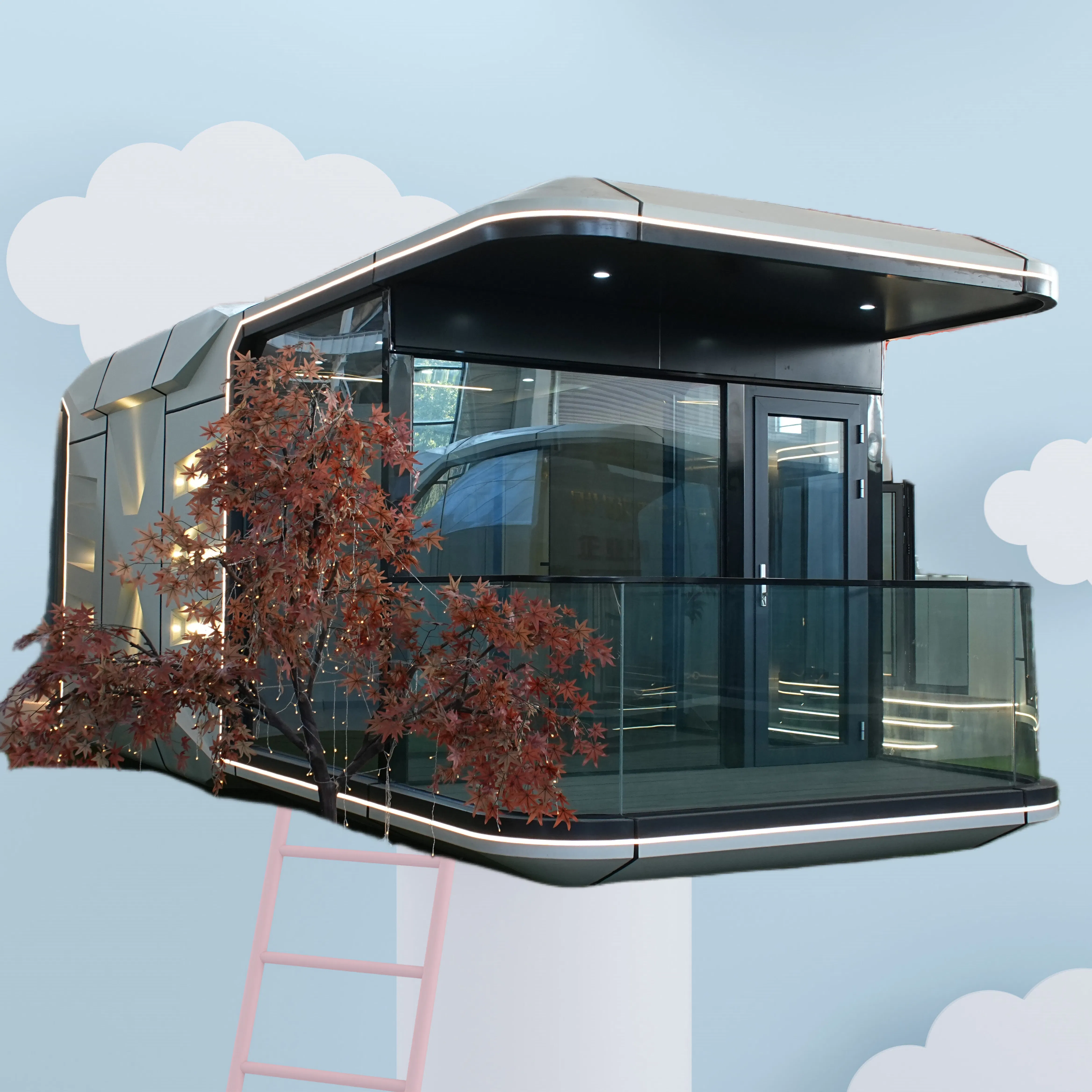 Casa Contenedor con Cocina Moderna y Acogedoras Amenidades de Baño Nuevo Apartamento Móvil Tipo Cápsula Espacial Dormitorio 2025 Casa Contenedor Prefabricada de Lujo y Pequeña
