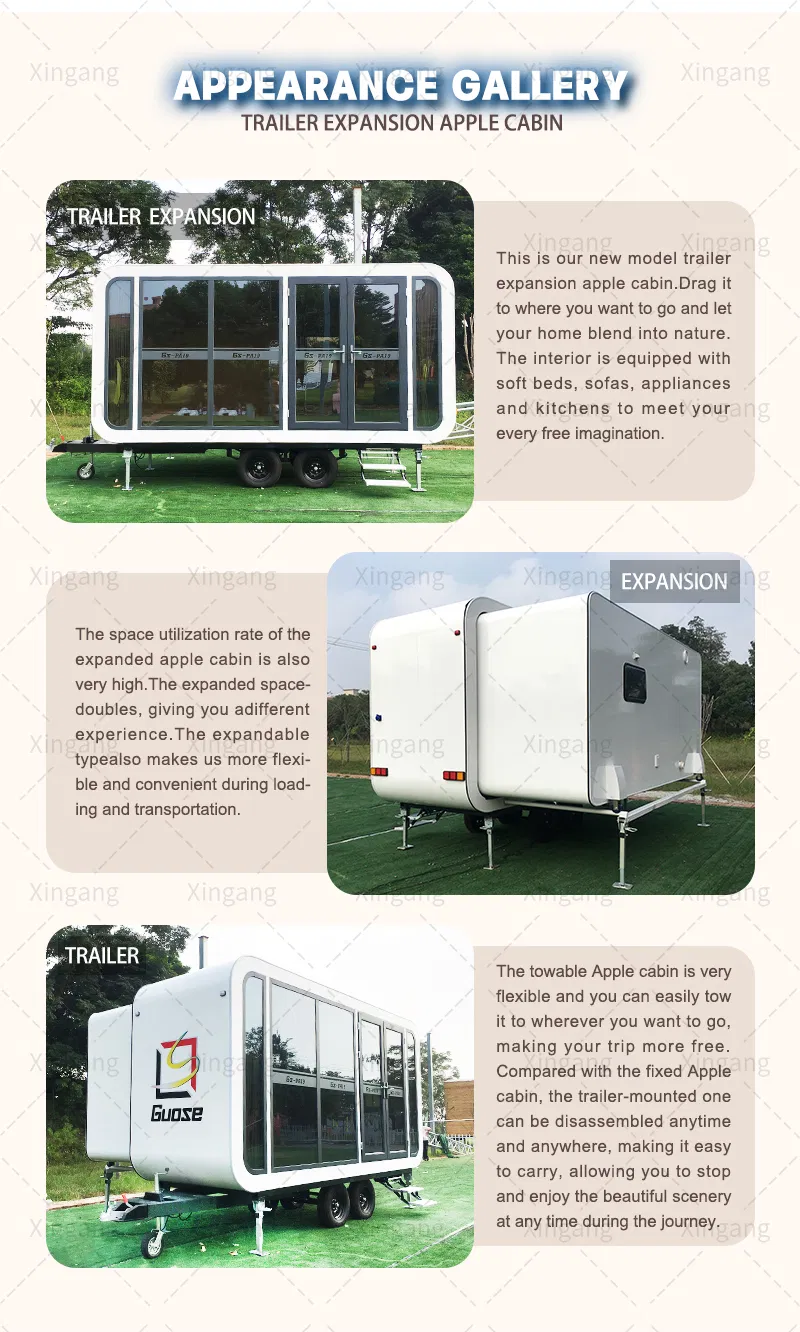 Cabaña de manzana de acero ligero plegable modular de lujo prefabricada
