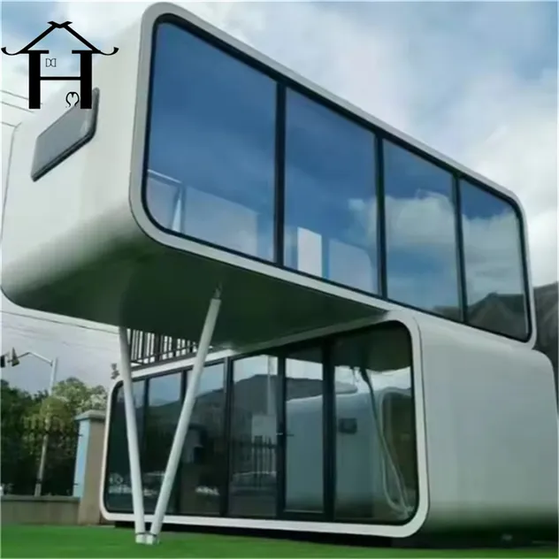 Casa de lujo 20FT Apple, hogar modular con revestimiento de madera para lugares de vacaciones boutique