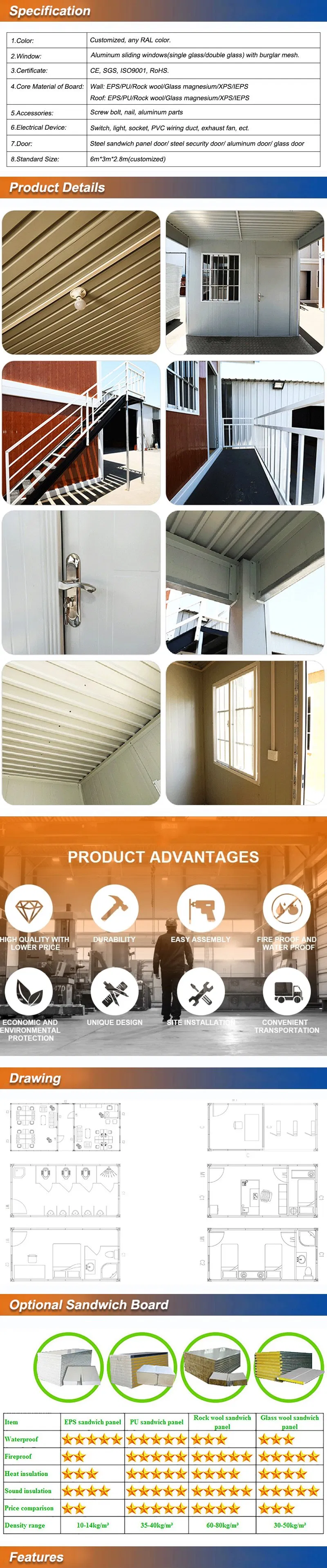 Hogares modulares móviles de lujo modernos prefabricados en contenedores