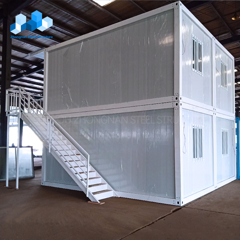 Casa Prefabricada de Lujo Zhongnan Flat Pack 2 Pisos 2 Dormitorio Móviles de Acero Casa Pequeña Portátil Mini Modular Contenedores