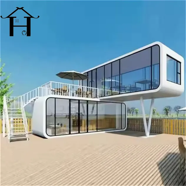 Casa de lujo 20FT Apple, hogar modular con revestimiento de madera para lugares de vacaciones boutique
