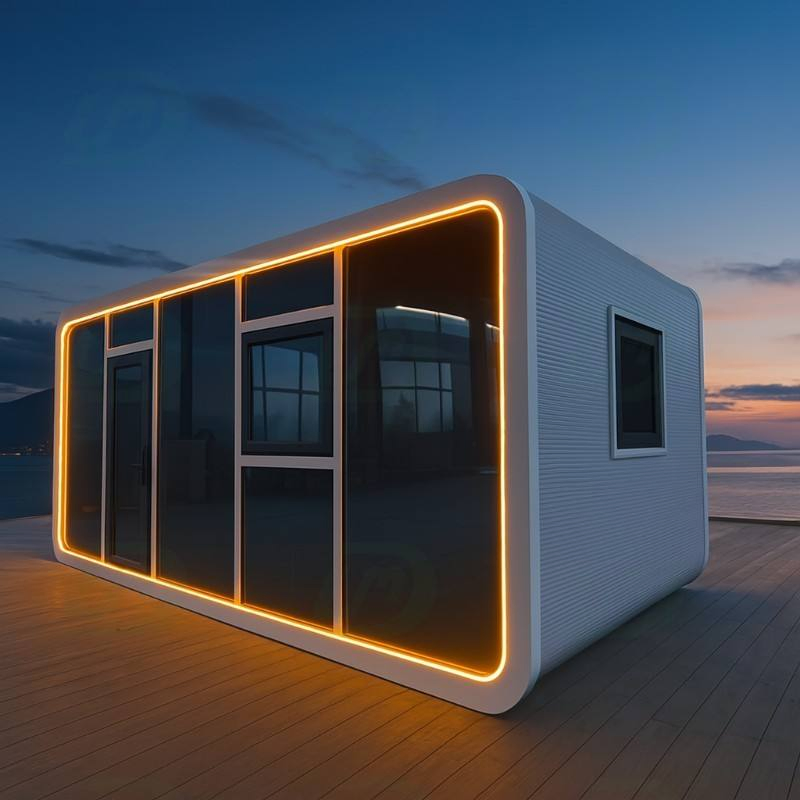 Cabaña de acero modular portátil de lujo moderno para villa