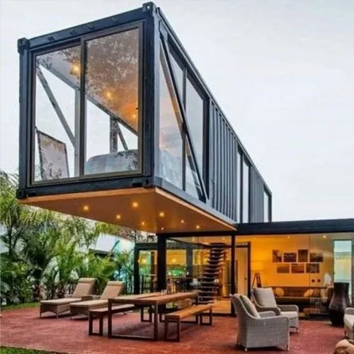 Casa contenedor modular de lujo de alta gama, casa contenedor plegable de doble ala, habitación móvil