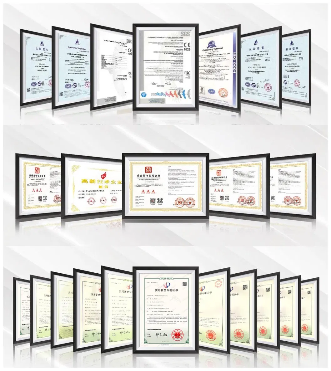 Certificados de calidad internacionales del fabricante