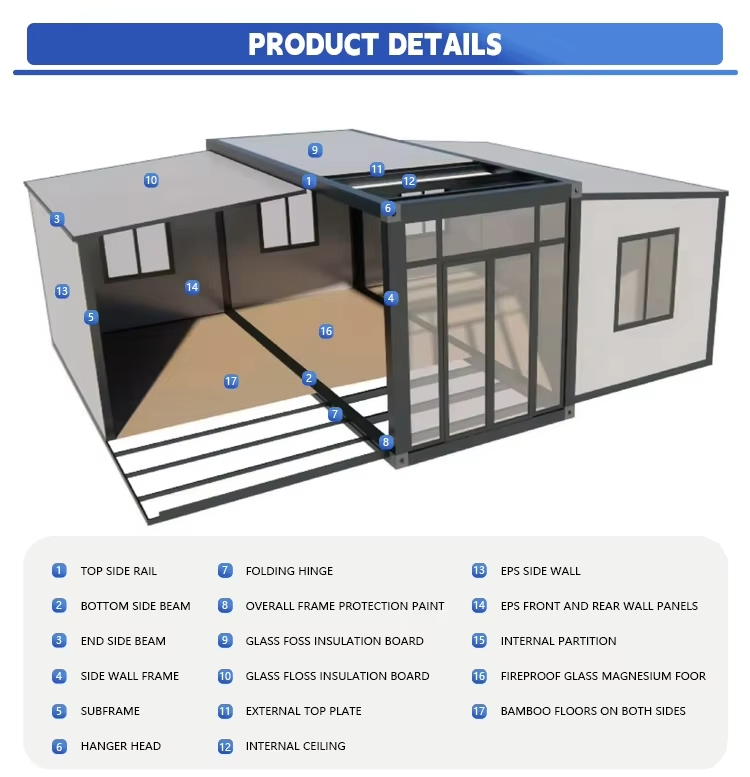 20FT 30FT 40FT Casa Contenedor Expandible Móvil Modular Prefabricada de Lujo Plegable para Villa de Playa Hotel Oficina