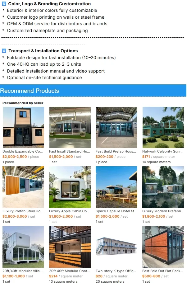 Diferentes casas contenedor modernas de lujo prefabricadas asequibles de tamaño personalizado y expandibles