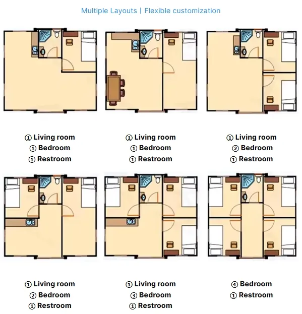Diferentes casas contenedor modernas de lujo prefabricadas asequibles de tamaño personalizado y expandibles