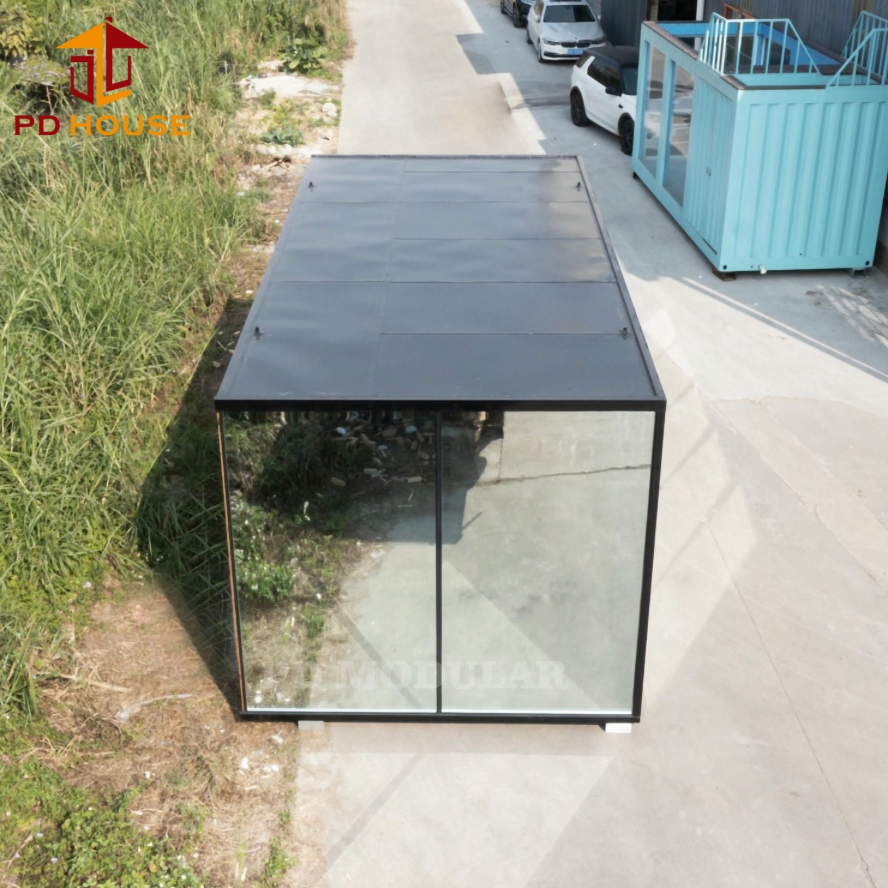Casa Contenedor Prefabricada Aislada Modular Pequeña Casa Cabina de Vidrio Alojamiento Vacacional