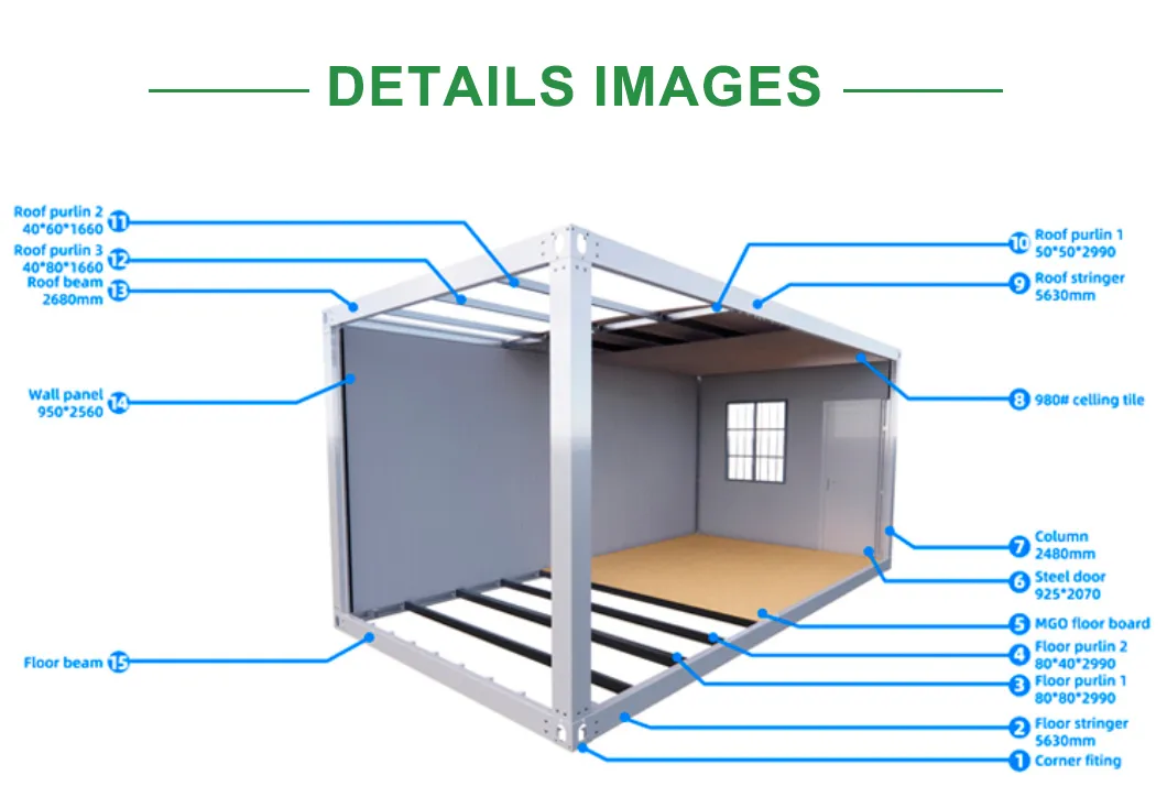 Contenedor Móvil de Lujo Personalizado Pequeño 20FT Oficina Prefabricada Desmontable Cabin de Casa