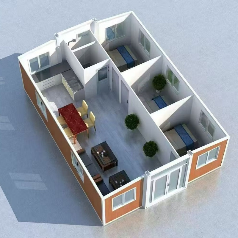 20FT 40FT Casa Modular Prefabricada Expandible Plegable de Lujo y Portátil con 2/3 Dormitorios, Sala de Estar y Baño