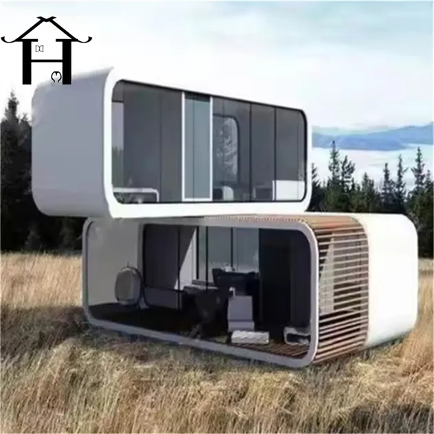 Casa de lujo 20FT Apple, hogar modular con revestimiento de madera para lugares de vacaciones boutique