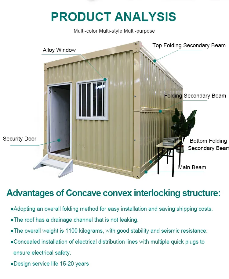 Casa Mini Plegable Prefabricada Completa de Contenedor 2 Dormitorio Impermeable Móvil Prefabricado