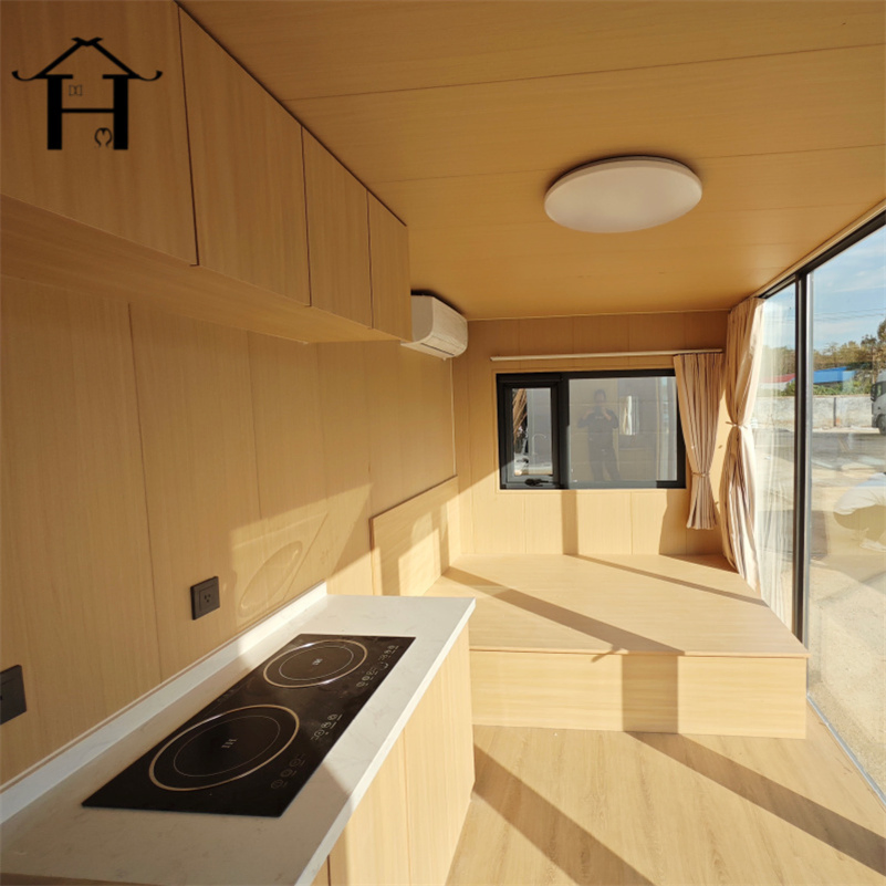 Casa de lujo 20FT Apple, hogar modular con revestimiento de madera para lugares de vacaciones boutique