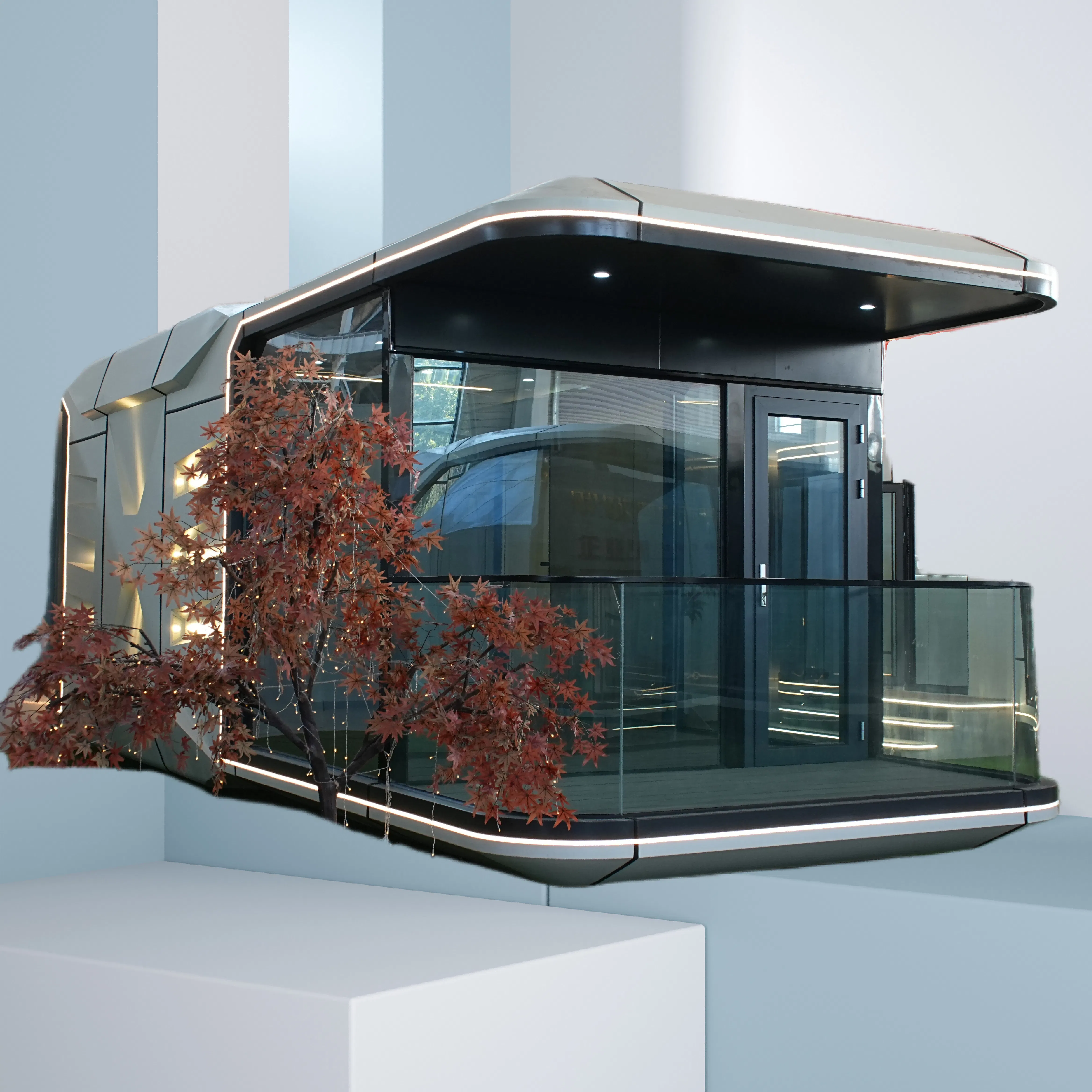 Casa de cápsula espacial prefabricada moderna con cocina de lujo
