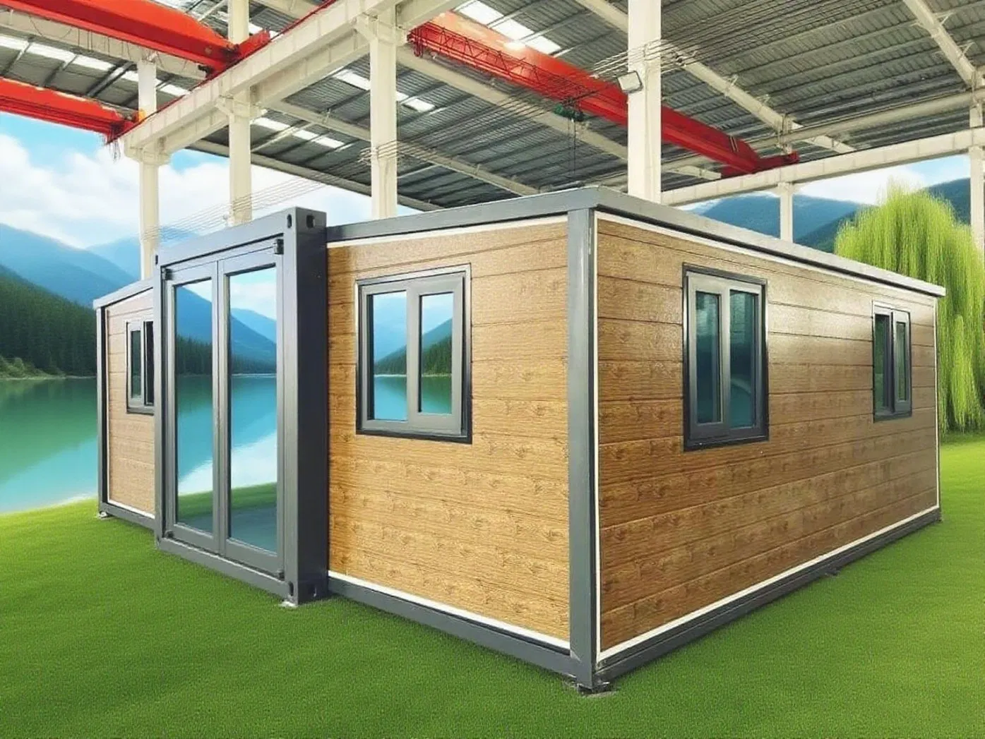 20FT Casa Contenedor Pequeña Expandible Prefabricada con Paneles Solares Eco-Amigable de Lujo