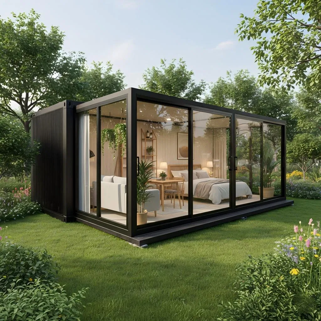 Casa pequeña portátil de lujo prefabricada plegable, contenedor ampliable con deslizamiento