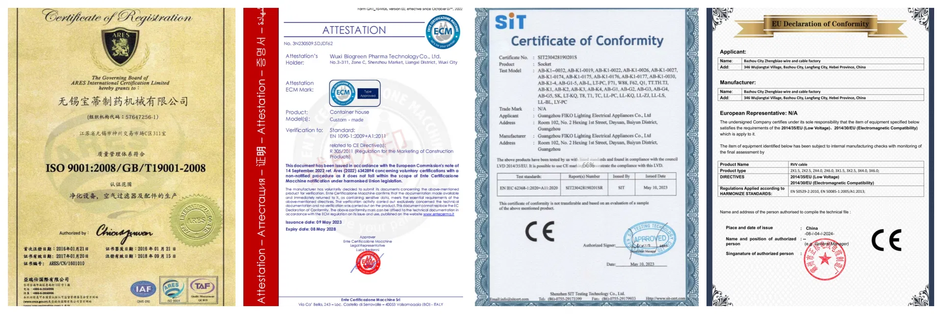 Certificados de Calidad e Inspección