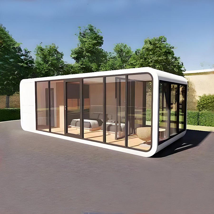 Cabaña diminuta modular prefabricada móvil ecológica, villa prefabricada de lujo moderna en cápsula