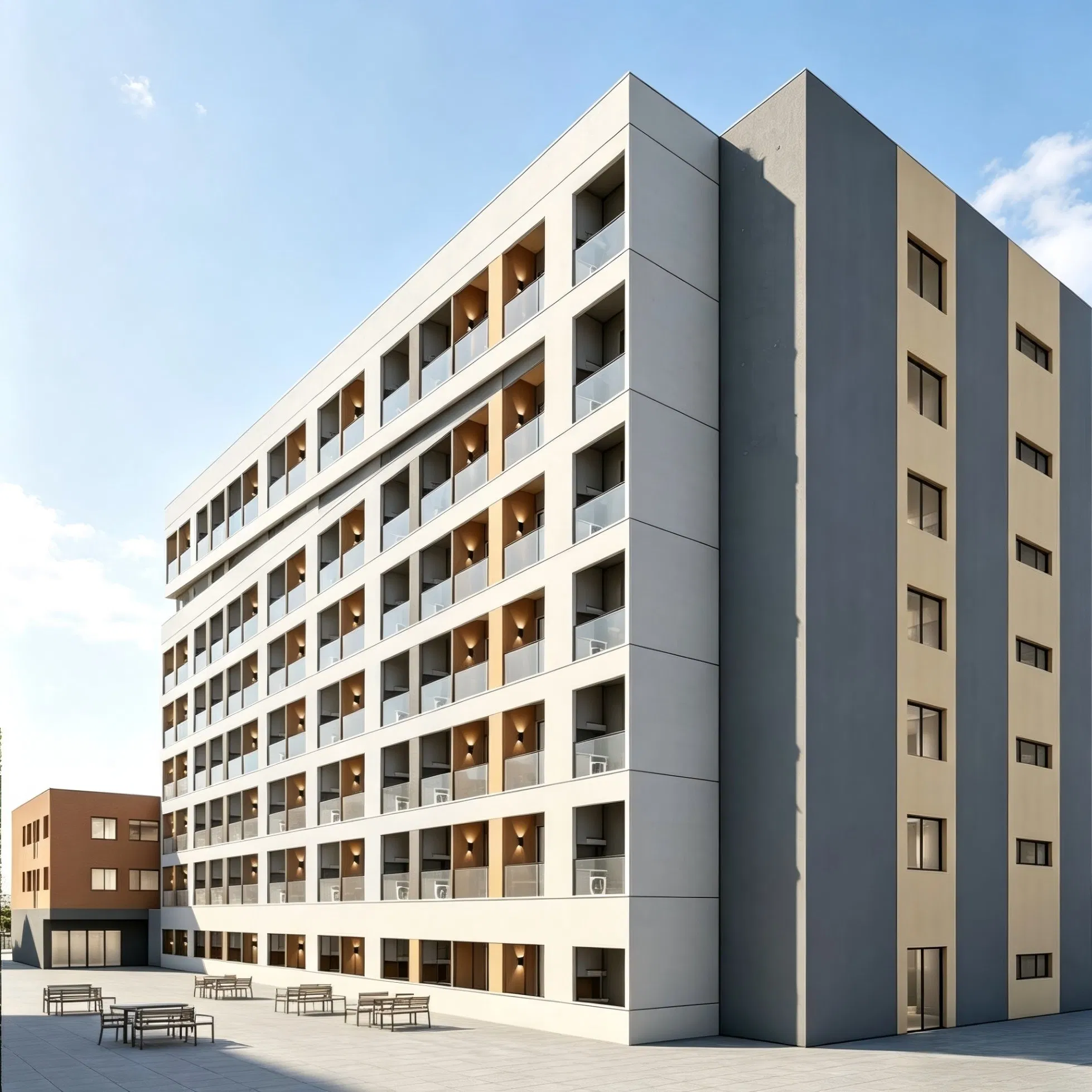 Diseño de Alojamiento Modular de Empleados en Estructura de Acero, Apartamentos Corporativos de Lujo
