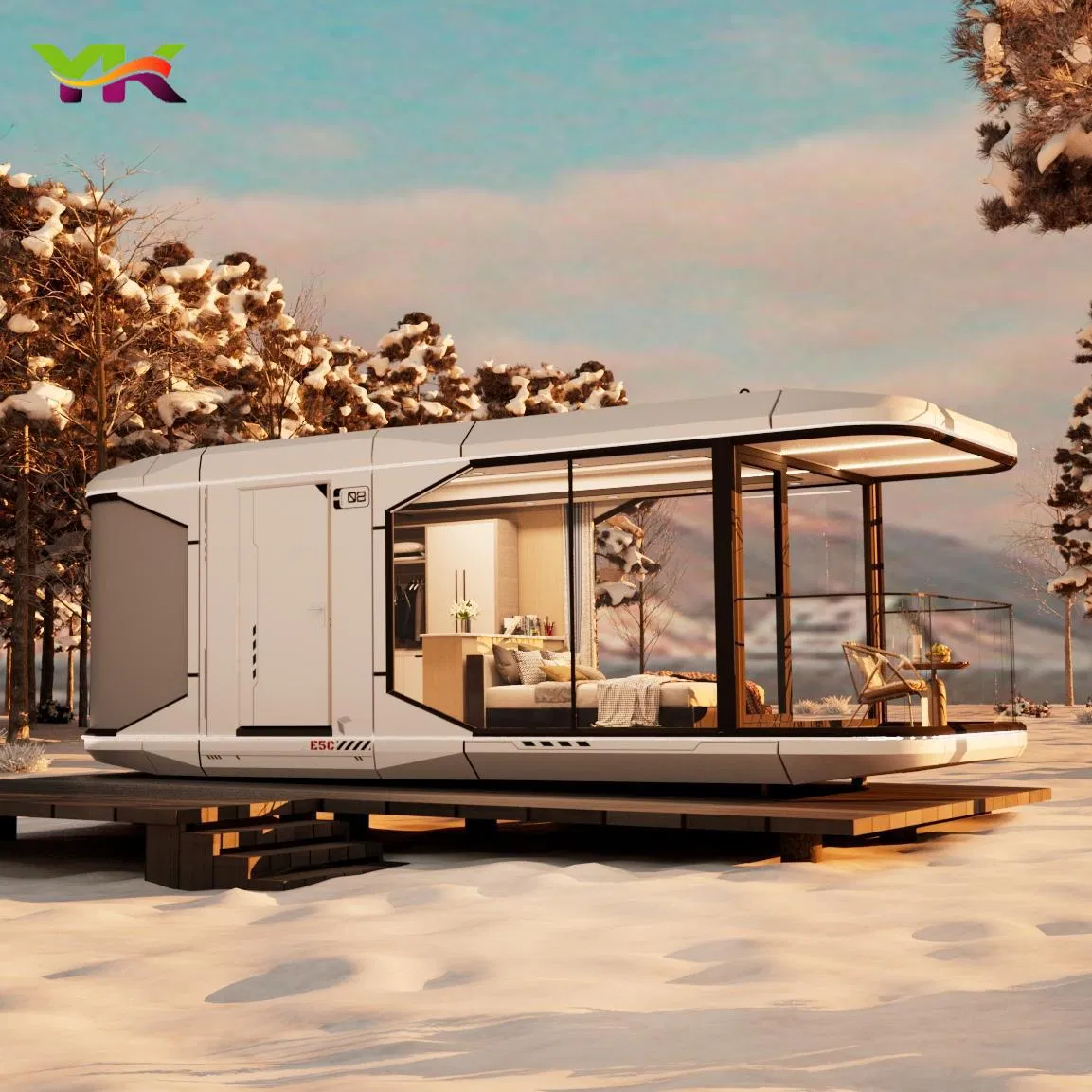Casa cápsula de lujo ecológica, casa prefabricada, casa contenedor exterior, cabaña prefabricada de manzana