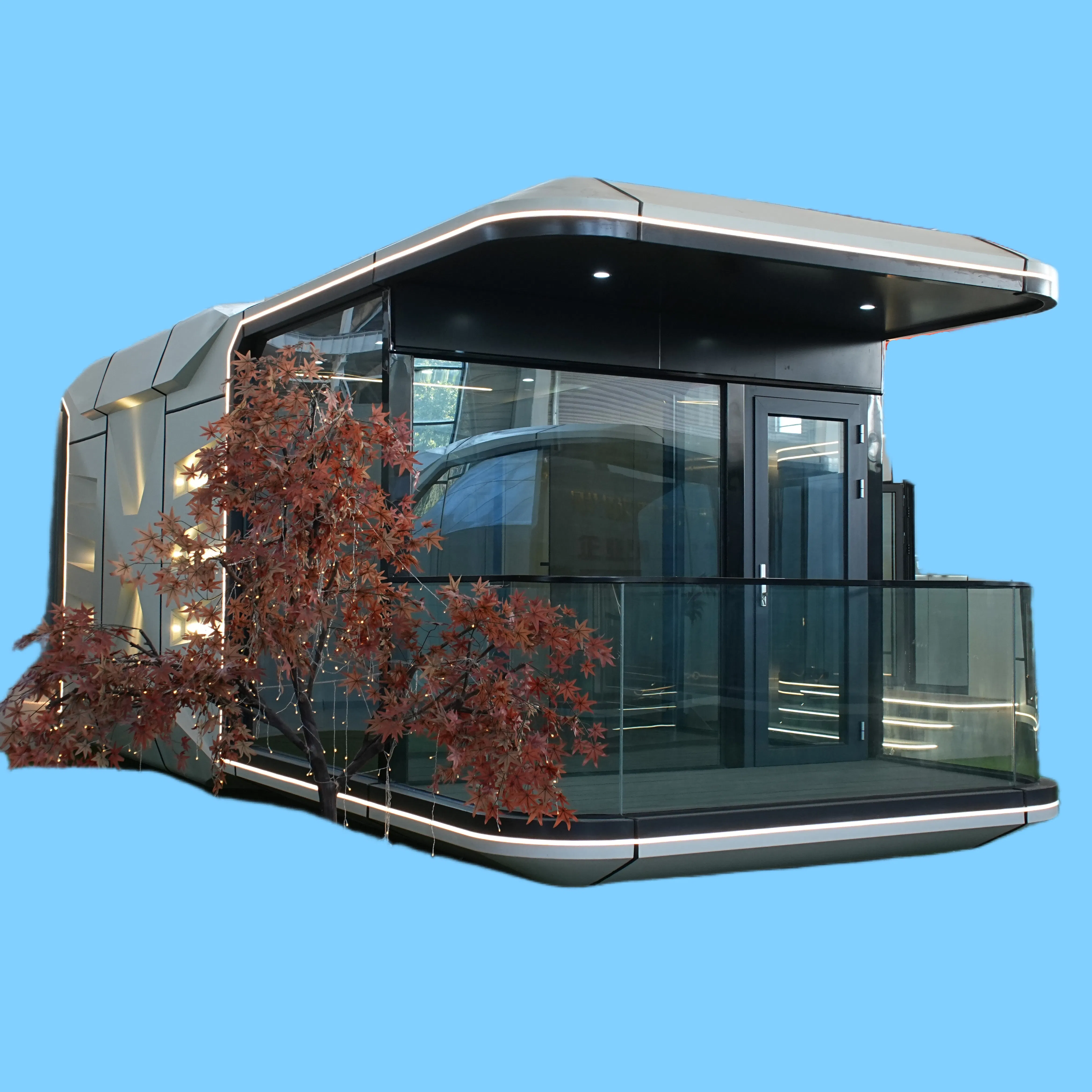 Casa Contenedor Estilosa con Cocina Funcional y Acogedor Baño Modular Prefabricado Espacio Cápsula Moderna Vacaciones Alojamiento Lujo Hotel