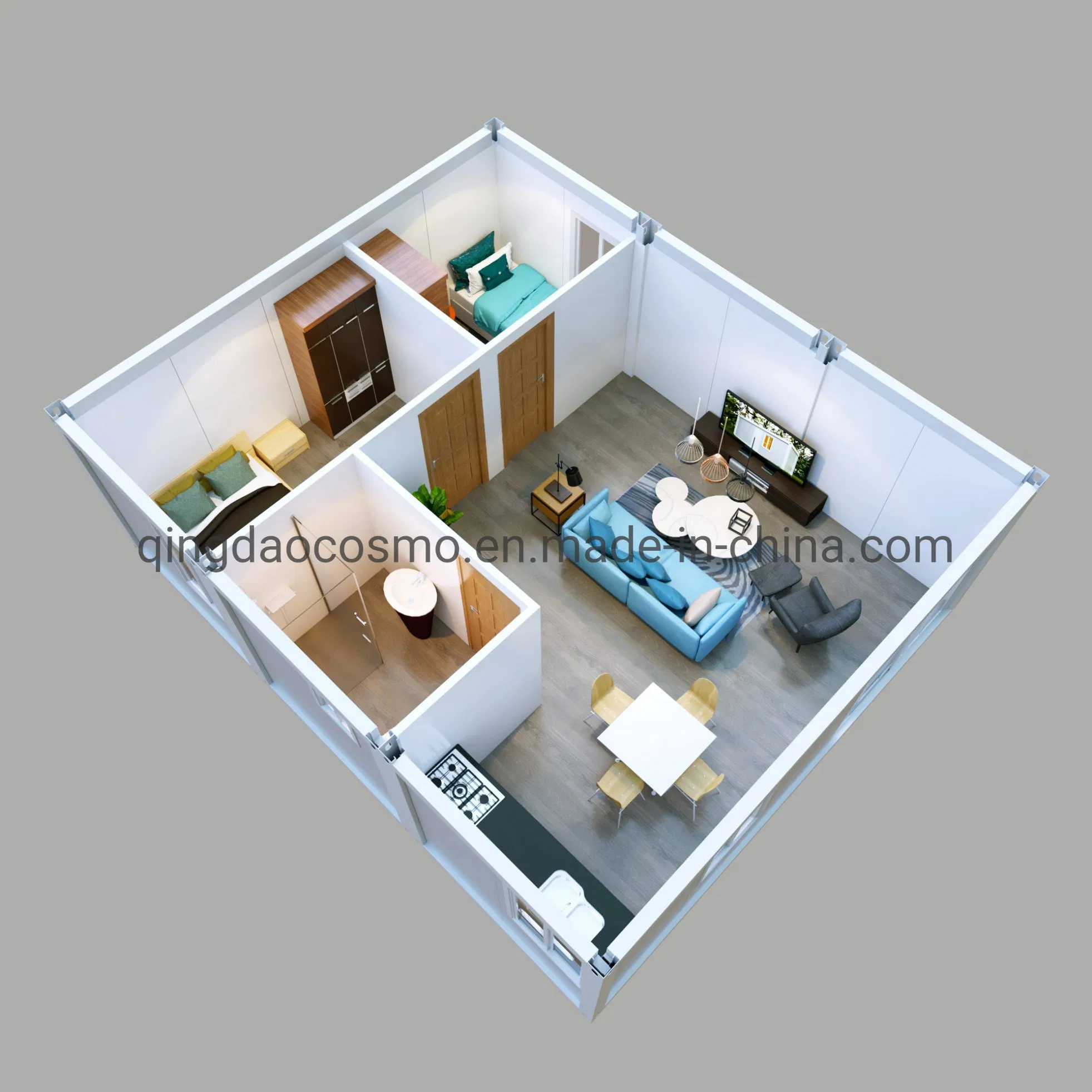 Módulo de Casa Prefabricada Pequeña 2 Dormitorio 20FT 30FT 40FT Cocina Totalmente Amueblada Casa Contenedor de Lujo Vivienda Prefabricada con Certificación CE ISO