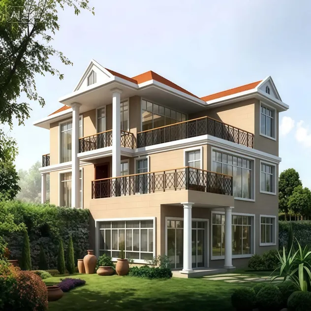 Diseño moderno de villa prefabricada de lujo de estructura de acero ligero de dos plantas