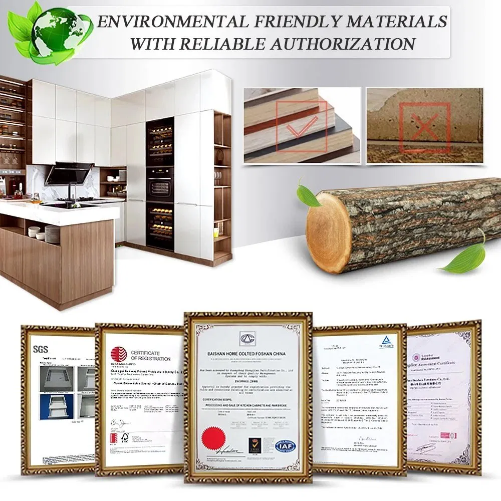 Muebles de cocina modulares de alta gama de madera europea, diseño de armarios de almacenamiento personalizados