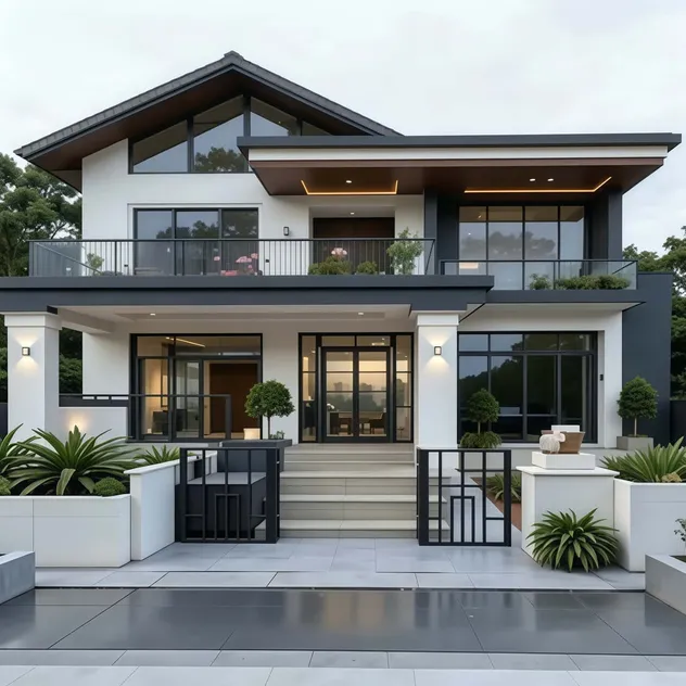 Diseño moderno de villa prefabricada de lujo de estructura de acero ligero de dos plantas