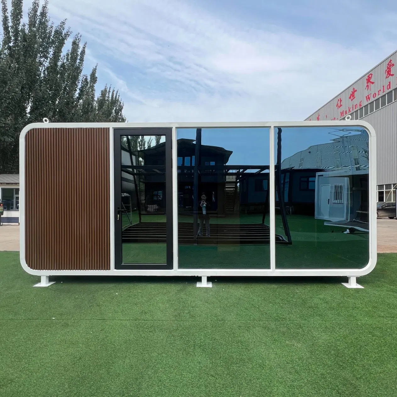 Cabaña de acero modular portátil de lujo moderno para villa