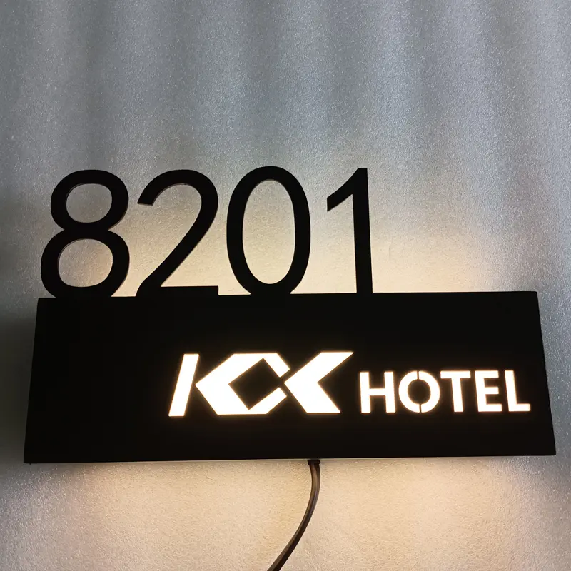 Custom House Apartment Hotel LED Illuminated Room Number Sign