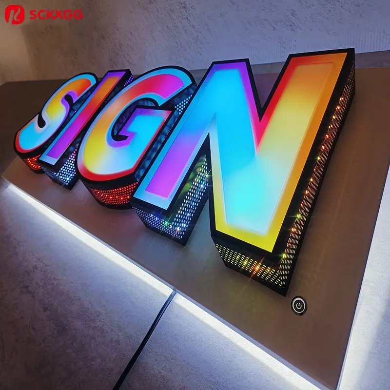 Custom Custom RGB Programmable LED Sandwich Board Signs Indoor Hanging Decorative Lighted Letter Business Advertising Signage Stainless Factory, Factories