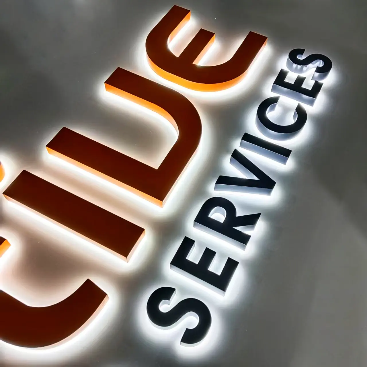 Customized Stainless steel backlit Letters signage