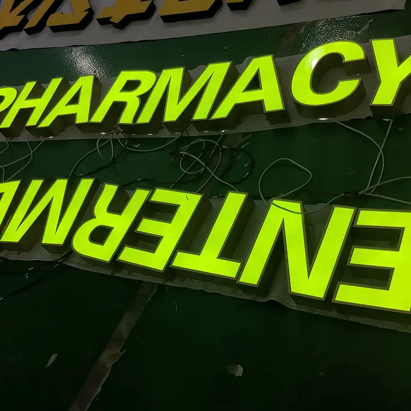 Custom Customized Stainless steel front illuminated Letters signage for store Supplier, Factories