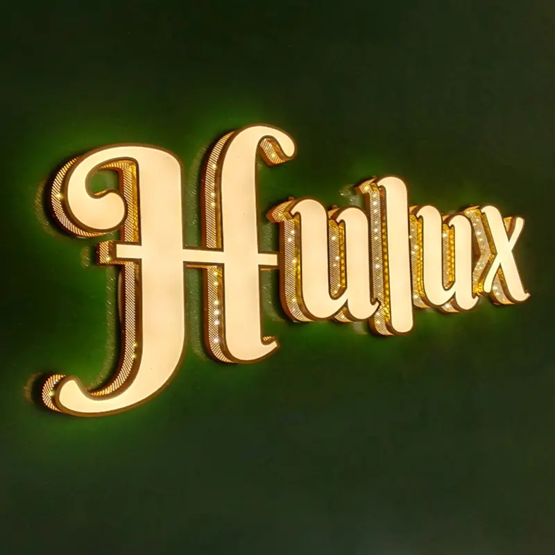 Custom LED sign Stainless steel Side illuminated frontlit store signage