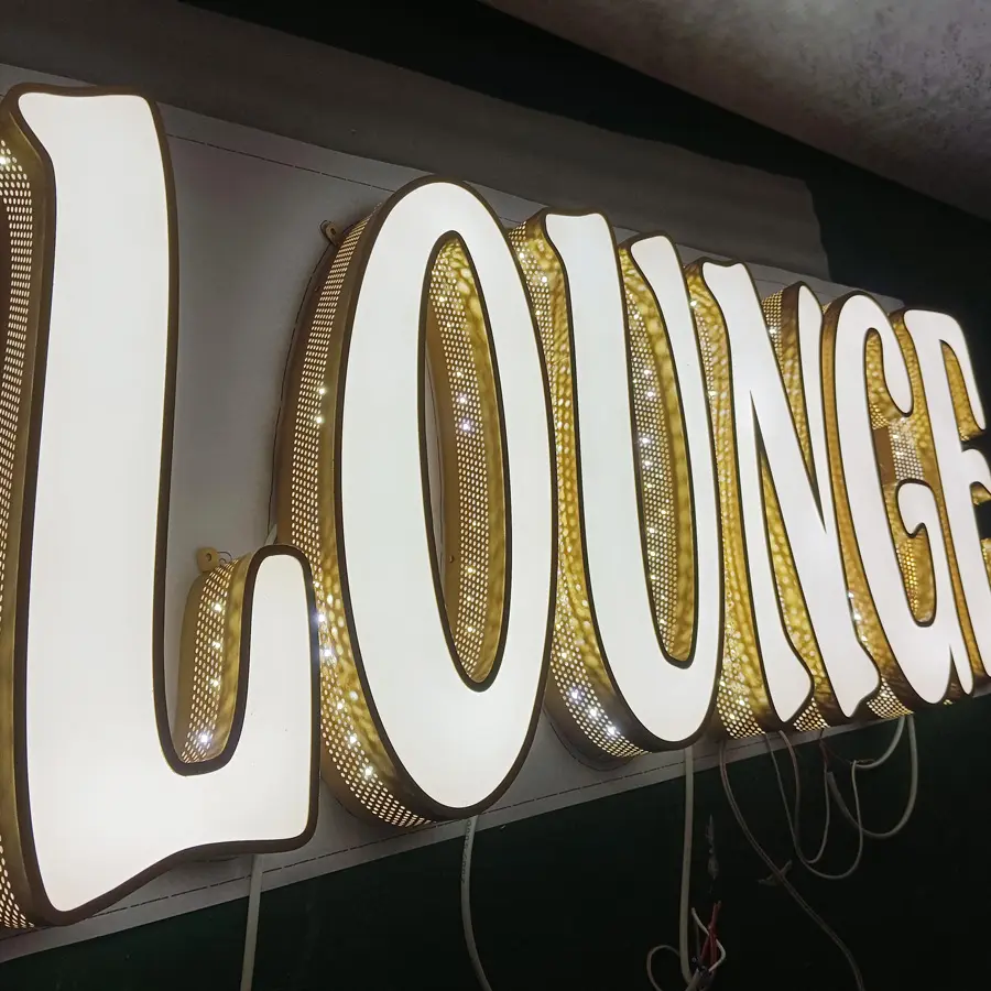 Custom LED sign Stainless steel Side illuminated frontlit store signage
