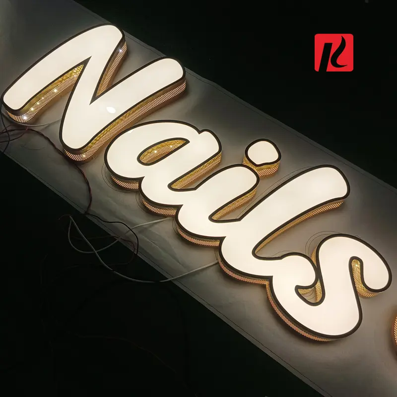 Custom LED sign Stainless steel Side illuminated frontlit store signage