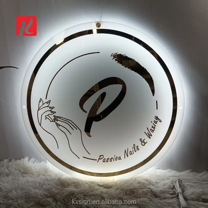 China Customized Salon Logo Signage backlit 3D Round Acrylic wall sign Manufacturer, Supplier